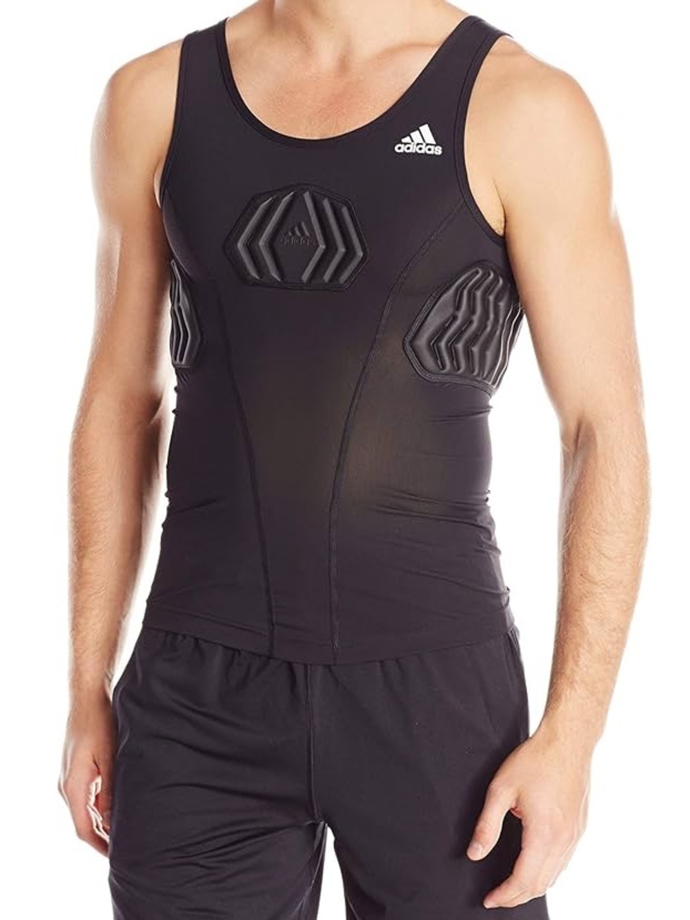 Adidas Men Performance Techfit Padded Compression Tank Top in Black Medium